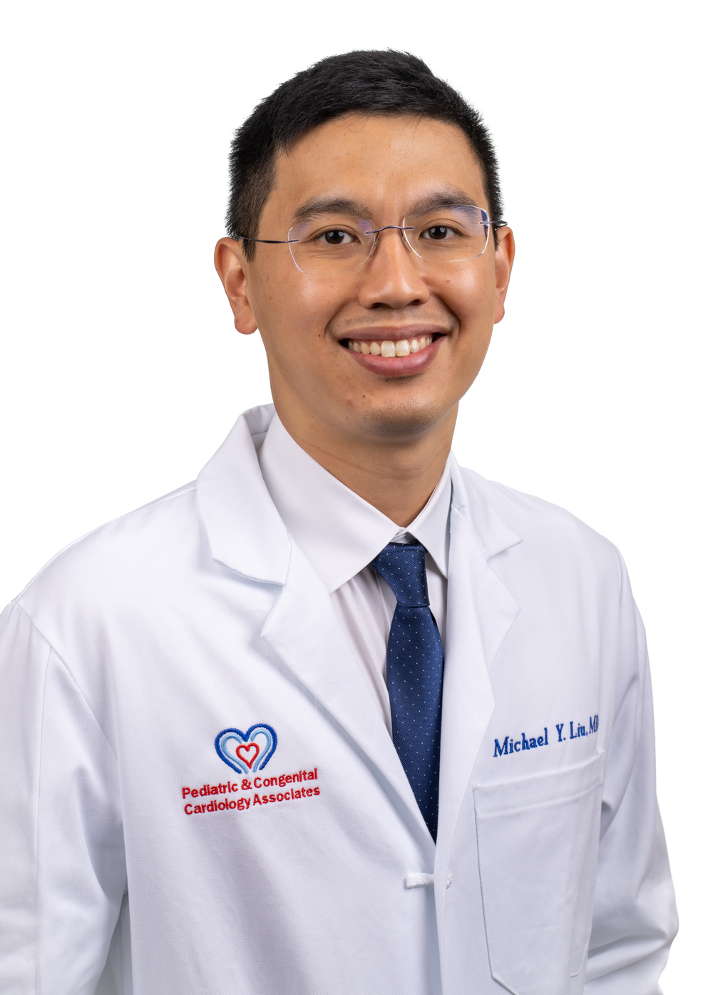 Dr. Michael Liu wearing a white coat and smiling in front of a white backdrop.